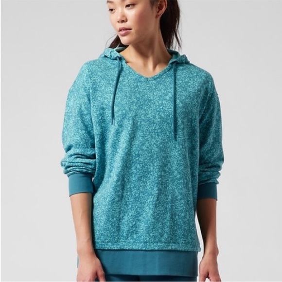 Athleta Tops - Athleta Sundown Alliance Hoodie Sweatshirt Small Flower Blue Texture Borealis
